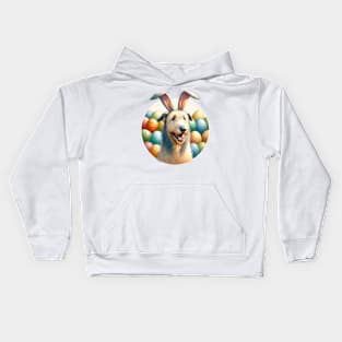 Joyful Irish Wolfhound Celebrates Easter with Bunny Ears Kids Hoodie